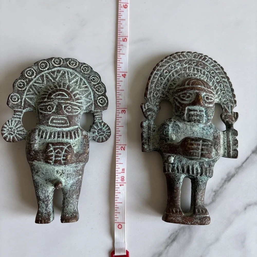 VTG Peruvian Bronze Naylamp Figurines‎ - Rare Double Sided Janiform Sican Pair